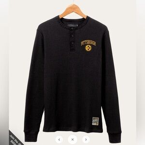 Junk Food Clothing Pittsburgh Steelers thermal long sleeve Henley Size Large